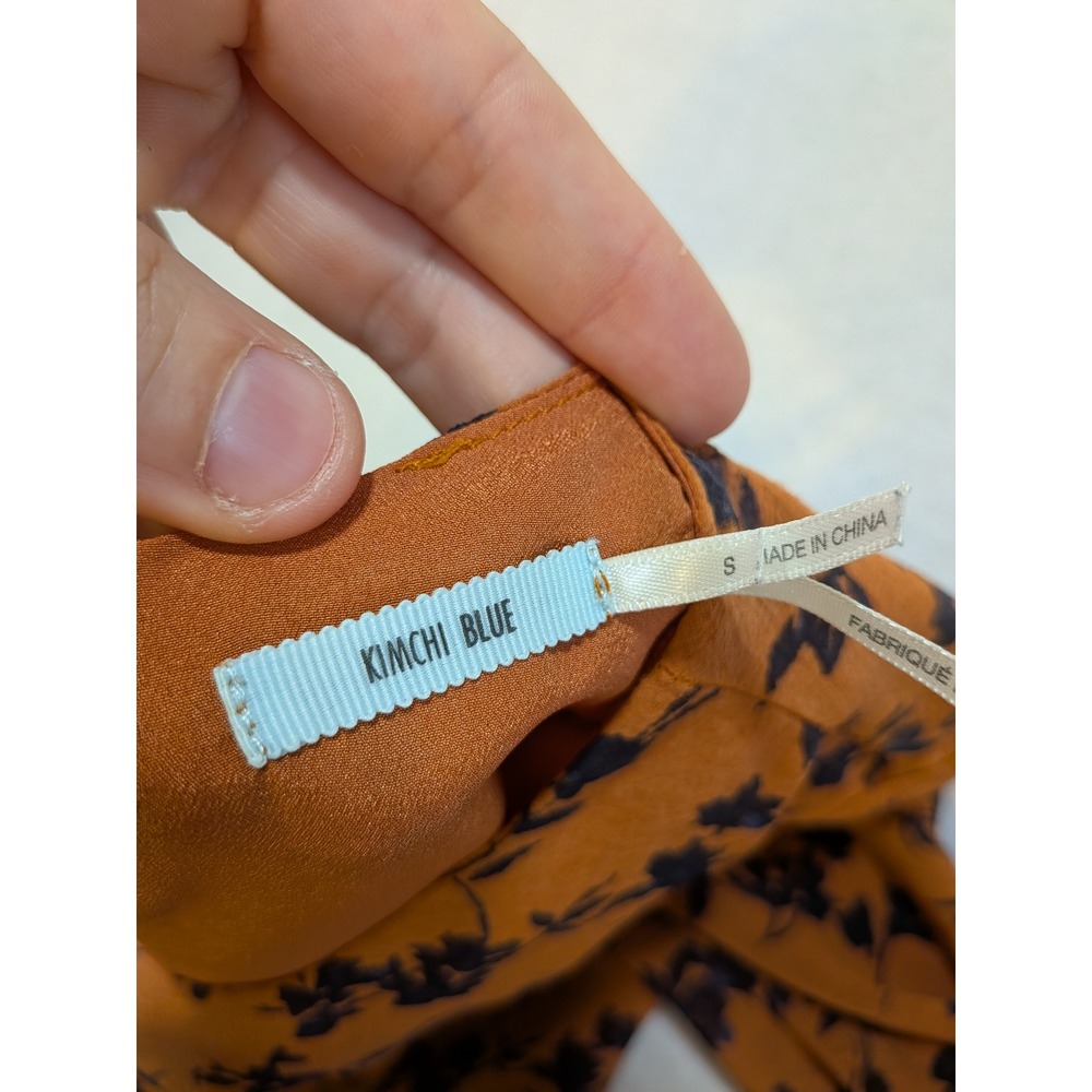Kimchi Blue Women Orange‎ Floral Long Sleeve Mini Dress Size S - Picture 3 of 5